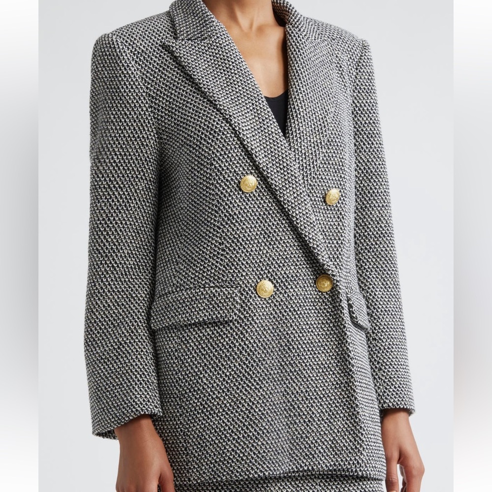 NEW L’agence Riva Double Breasted Knit Blazer - Picture 5 of 15